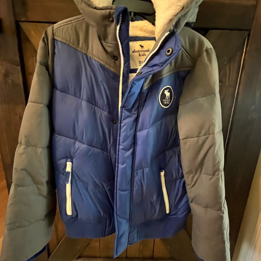 Abercrombie Kids Blue and White Hooded Jacket